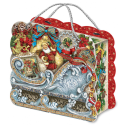 Коробка фигурная «Дед Мороз и Снегурка» с золотым тиснением