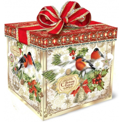 Коробка фигурная «Дед Мороз и Снегурка» Серебряное тиснение